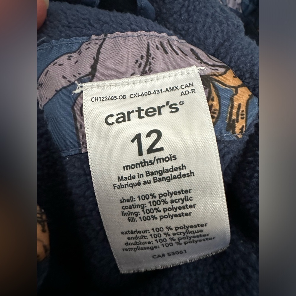 Carter’s fleece lined dinosaur jacket - Picture 4 of 5